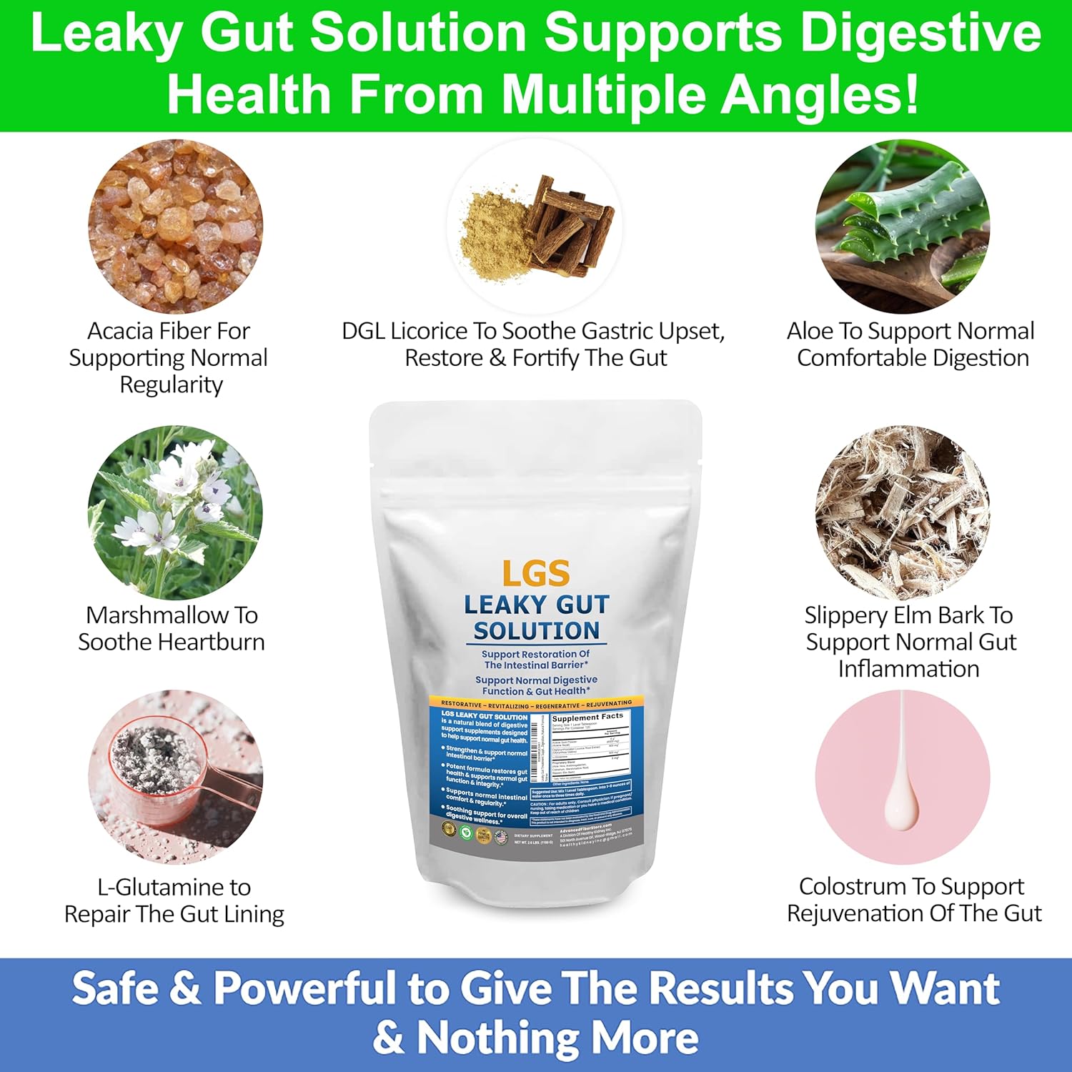 L-Glutamine & Prebiotic Gut Restore Powder for Leaky Gut Repair and Kidney Health - Supplements for Digestive Restoration & Gut Lining Support with Gut Health Guide