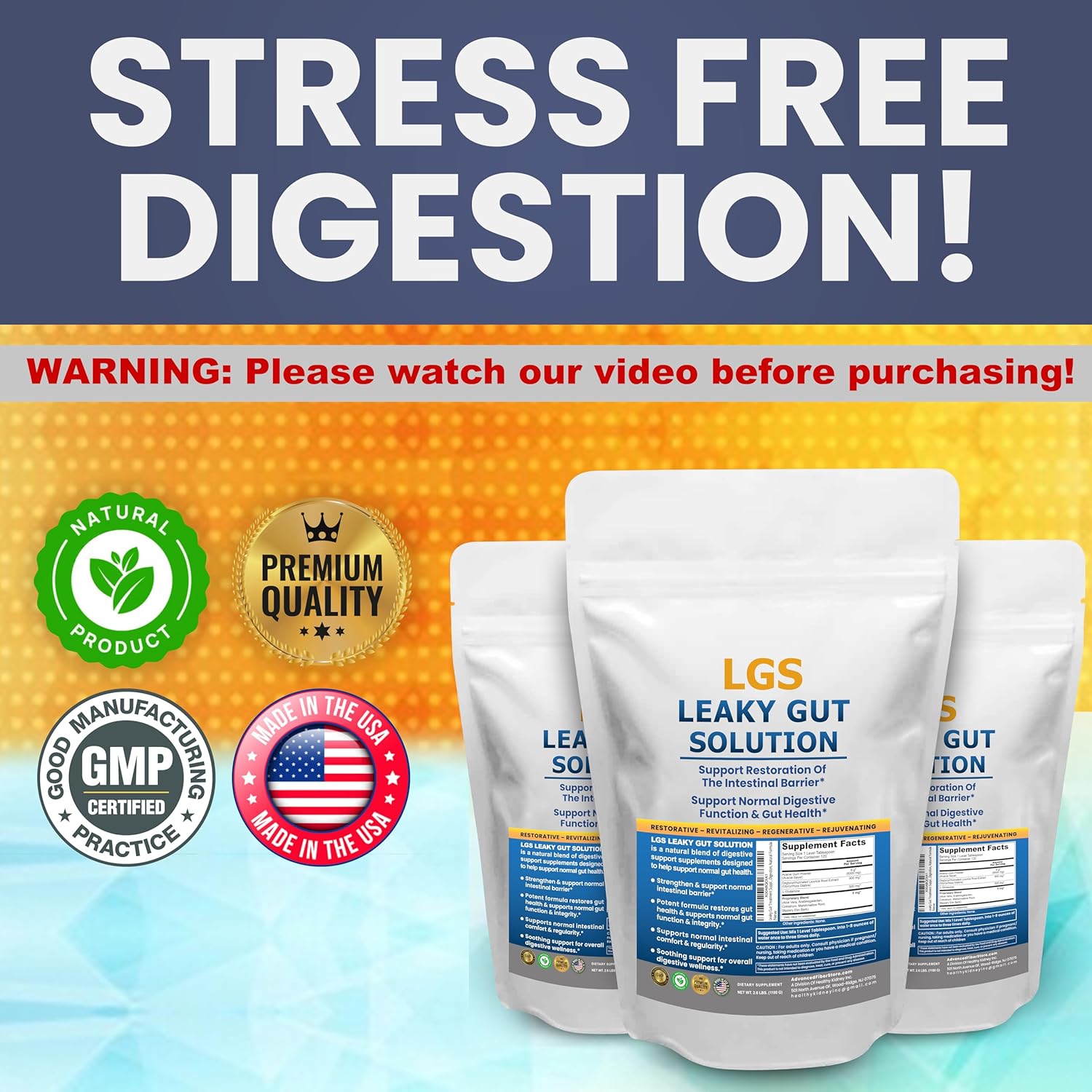 L-Glutamine & Prebiotic Gut Restore Powder for Leaky Gut Repair and Kidney Health - Supplements for Digestive Restoration & Gut Lining Support with Gut Health Guide