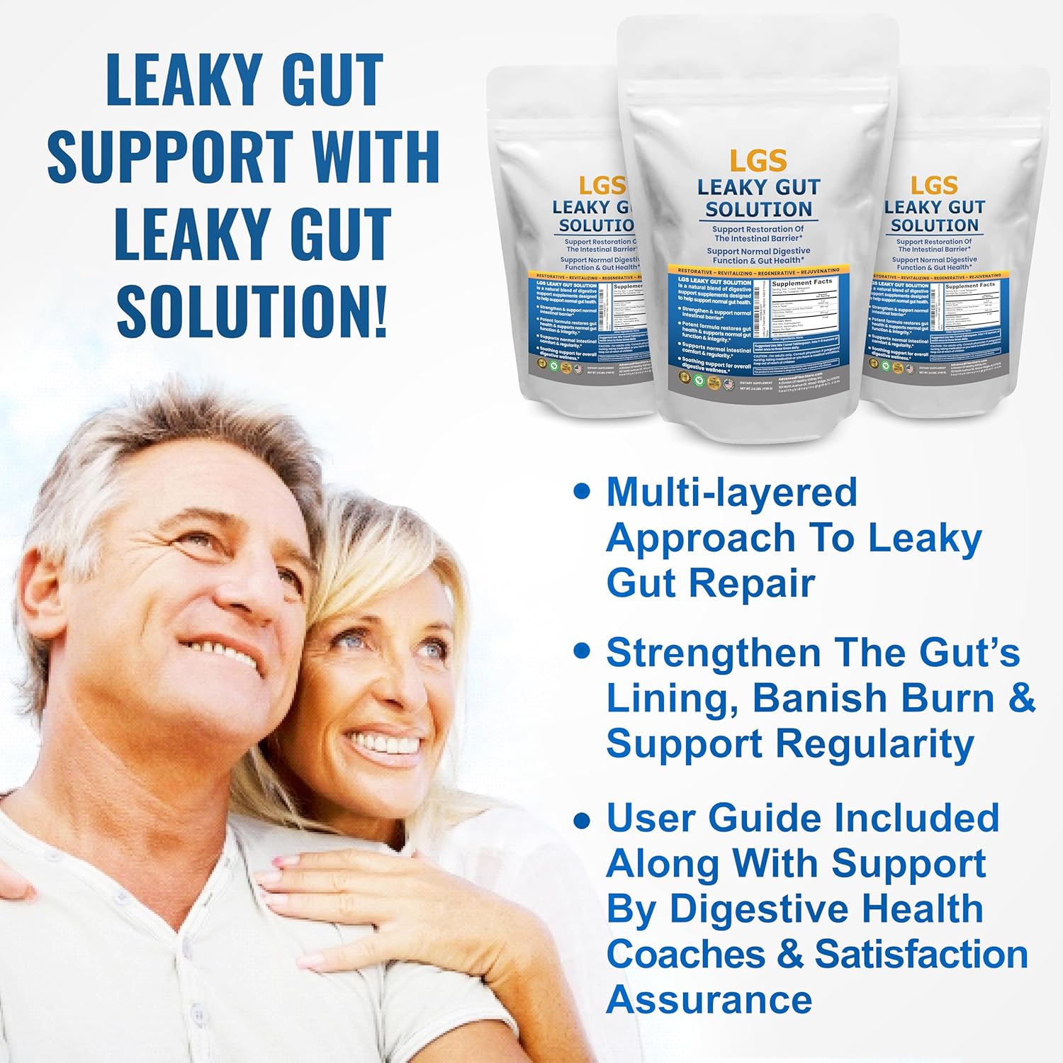 L-Glutamine & Prebiotic Gut Restore Powder for Leaky Gut Repair and Kidney Health - Supplements for Digestive Restoration & Gut Lining Support with Gut Health Guide