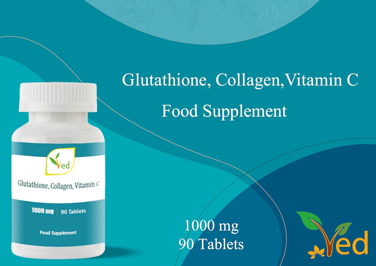 L-Glutathione Tablets with Collagen and Vitamin C - 1000mg x 90 Tablets