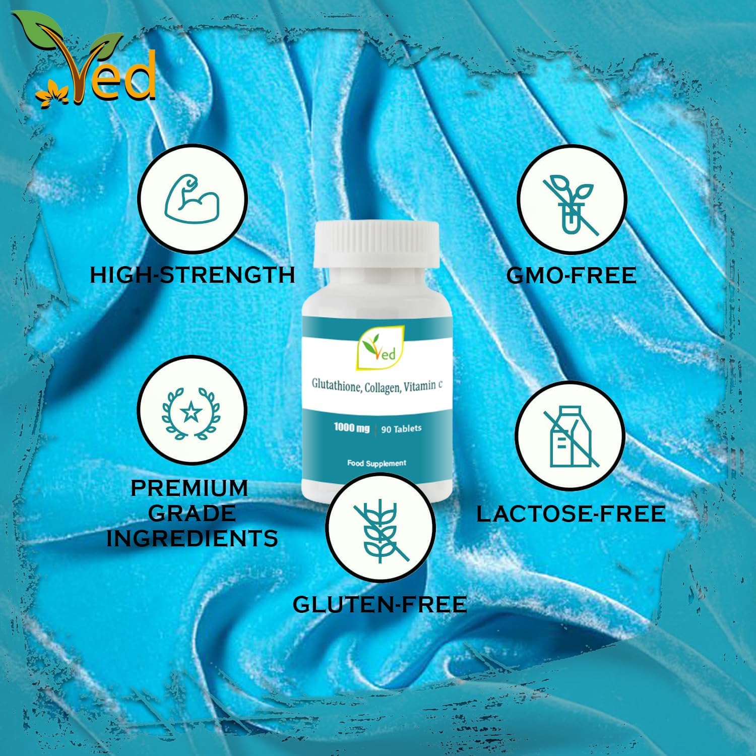 L-Glutathione Tablets with Collagen and Vitamin C - 1000mg x 90 Tablets