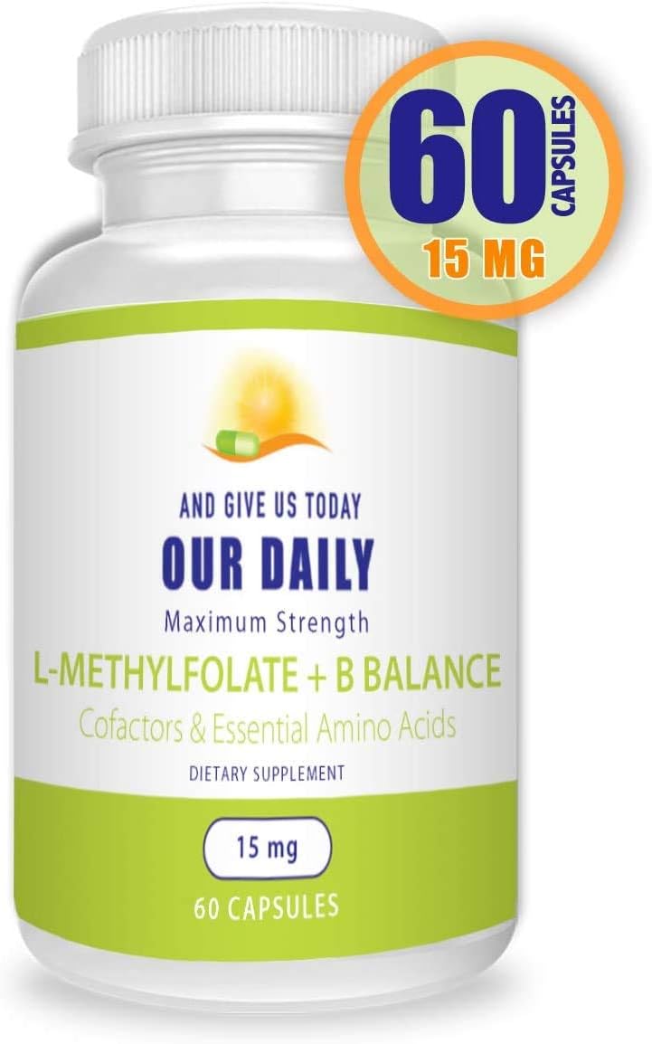L-Methylfolate 15 MG B Complex with Methylated B12, B9, B6, B2 - 60 Count for Brain, Heart, and Fetal Health