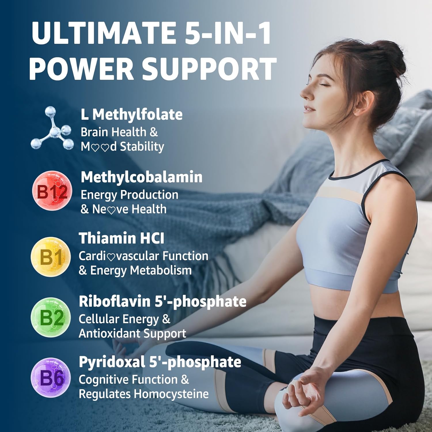 L-MethylFolate 15mg & Methyl B12 Gummies - Active Multivitamins for MTHFR Support - Vegan, 60 Ct