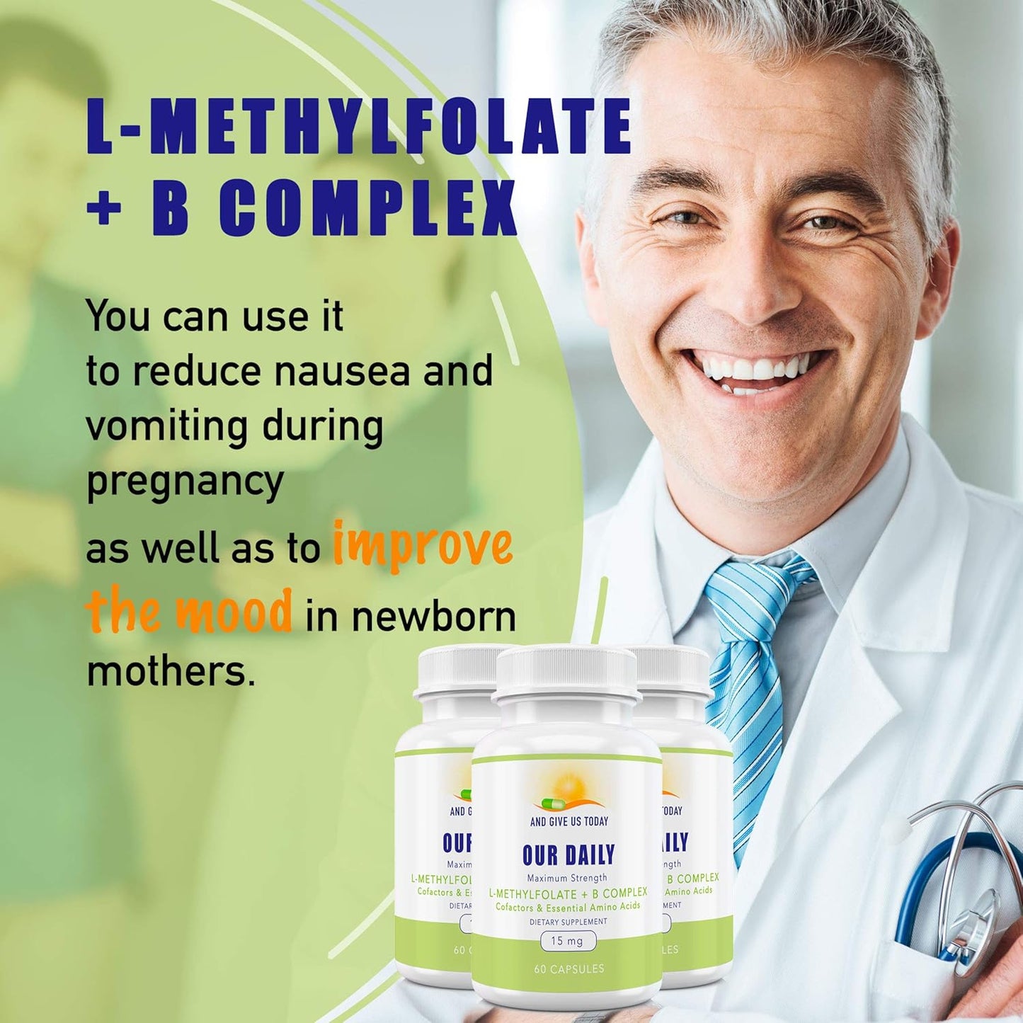 L-Methylfolate B Complex with Essential Amino Acids - Active Folate, Methylated B12, B6 - 60 Count