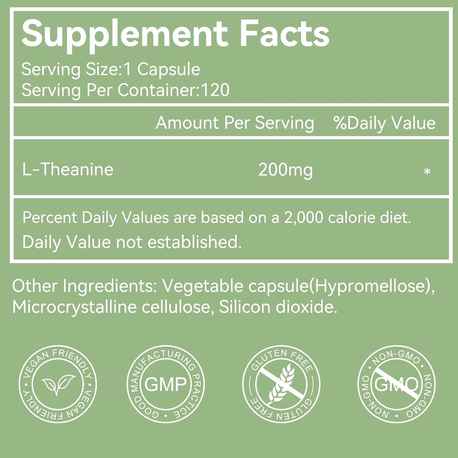 L-Theanine 200mg Capsules for Relaxation & Stress Relief - Non-GMO, Gluten Free (240 Veg Caps)