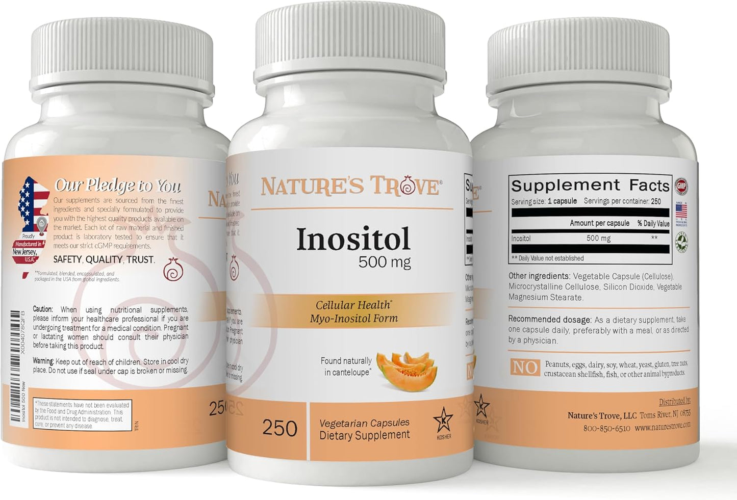 L-Theanine 200mg & Inositol 500mg Capsules - Natural Calm, Relaxation, Focus Boost