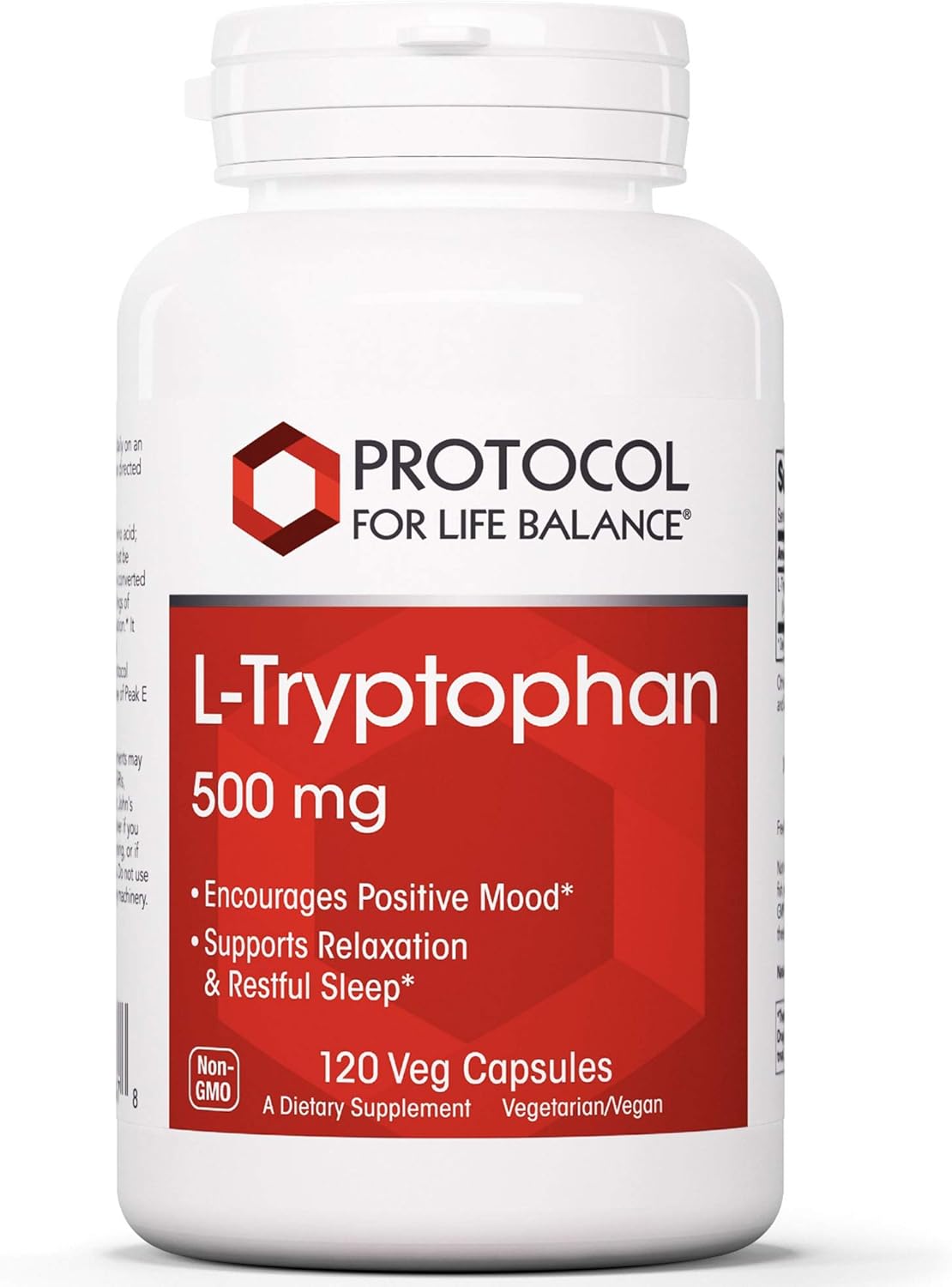 L-Tryptophan 500 mg - 120 Vegetable Capsules by Protocol For Life Balance