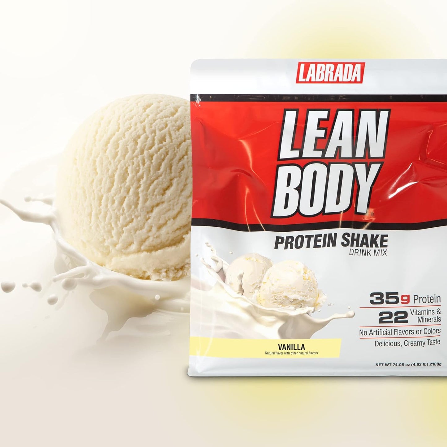 Labrada Lean Body All-in-One Vanilla Protein Shake - 35g Protein, Whey Blend, 7g Healthy Fats & Fiber, 22 Vitamins and Minerals - Gluten Free (4.6lb)