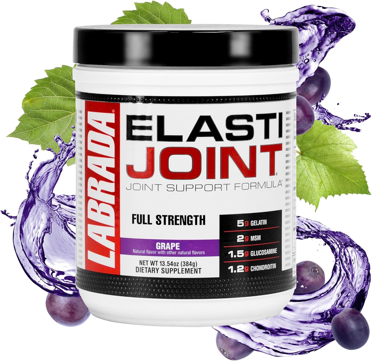 Labrada Nutrition Elastijoint Grape Glucosamine Joint Support Powder for Men & Women - Bone Health Supplement with Chondroitin - Gluten-Free Formula