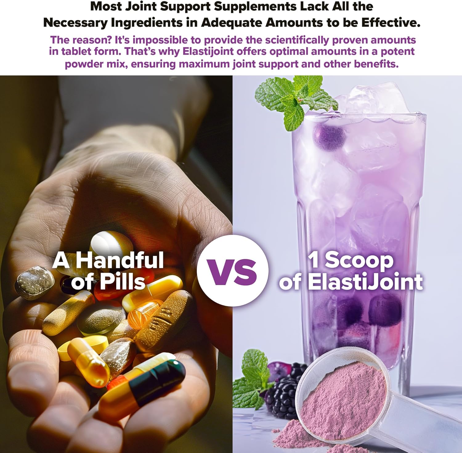 Labrada Nutrition Elastijoint Grape Glucosamine Joint Support Powder for Men & Women - Bone Health Supplement with Chondroitin - Gluten-Free Formula