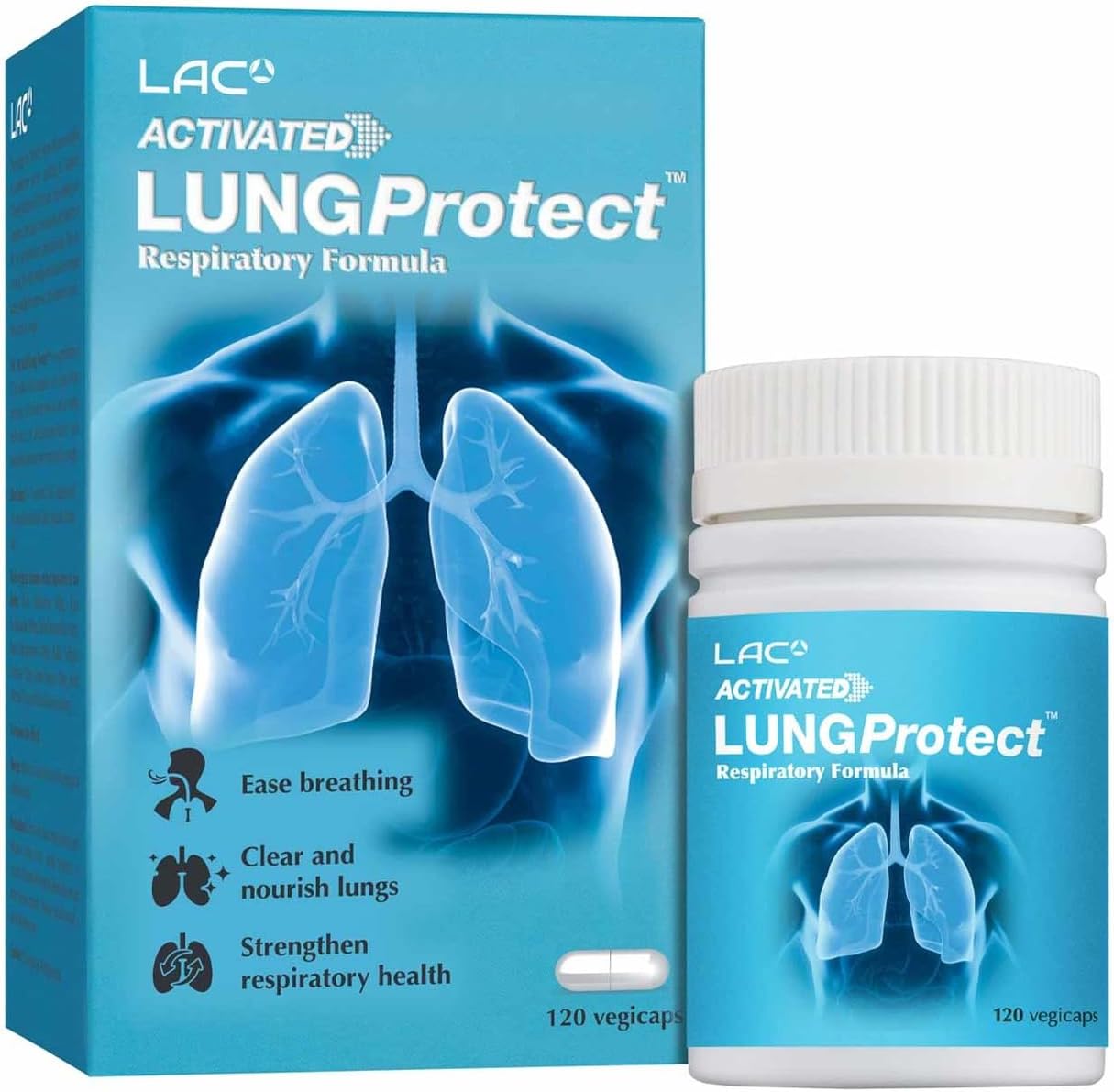 LAC Activated Lung Protect Supplement with TCM Herbs - Supports Respiratory Health (120 vegicaps)