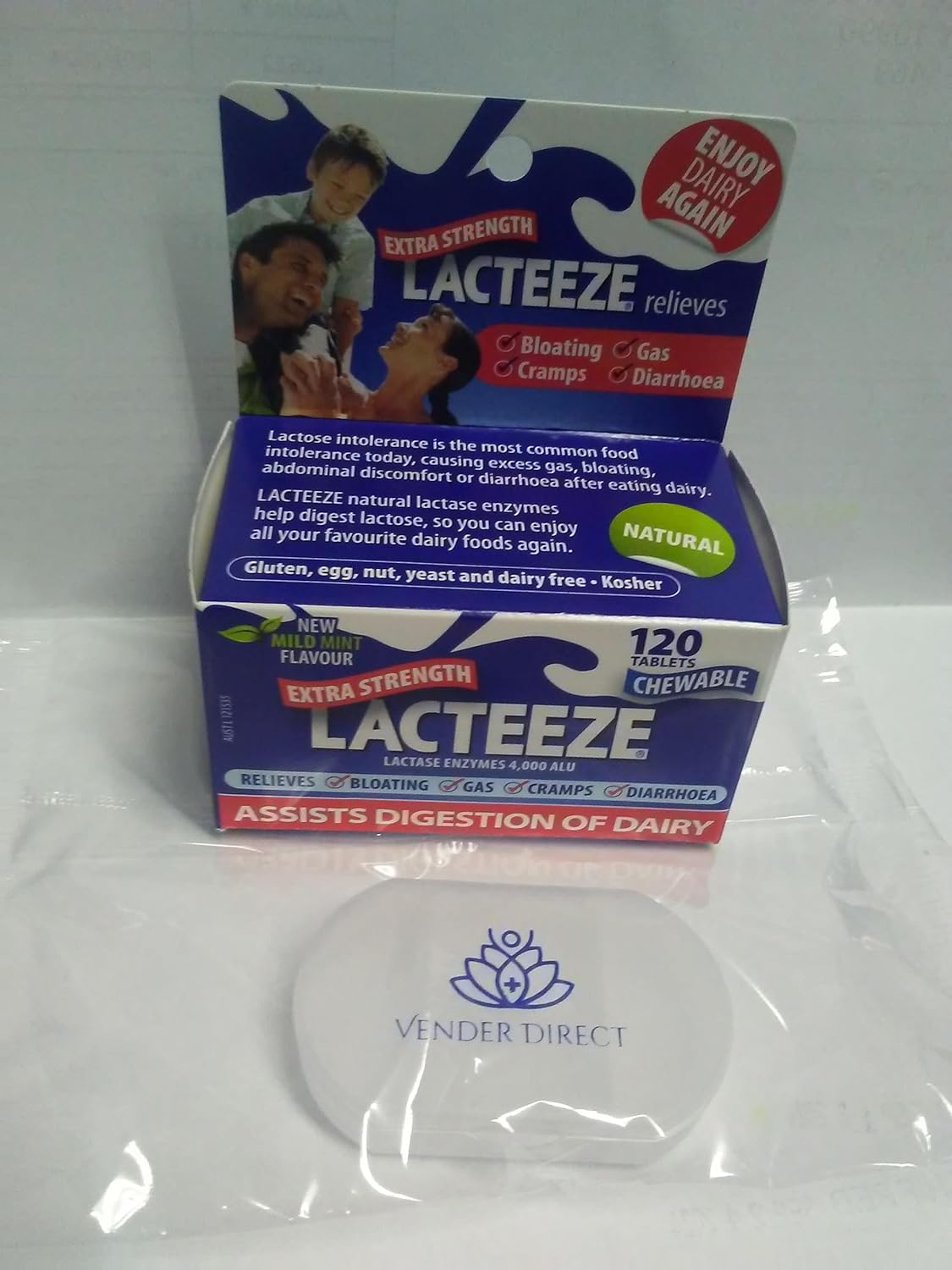Lacteeze Extra Strength 4000 ALU Enzyme Supplement with Convenient Pill Case