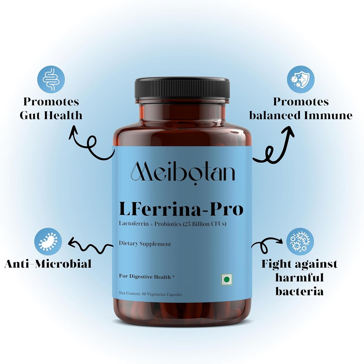 Lactoferrin Supplement with Probiotics - Immune System Support for Men & Women - 60 Veg Capsules