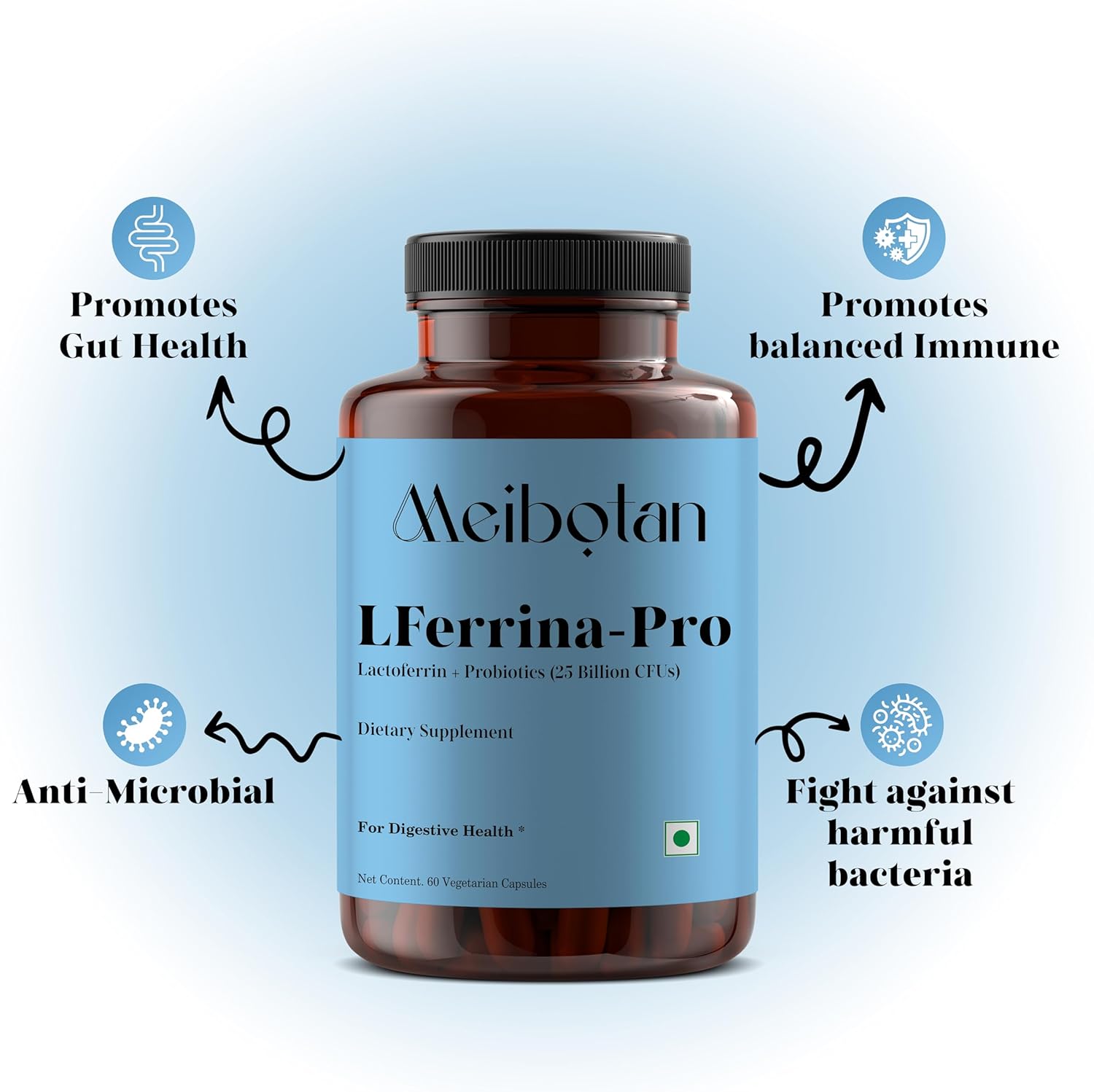 Lactoferrin Supplement with Probiotics - Immune System Support for Men & Women - 60 Veg Capsules