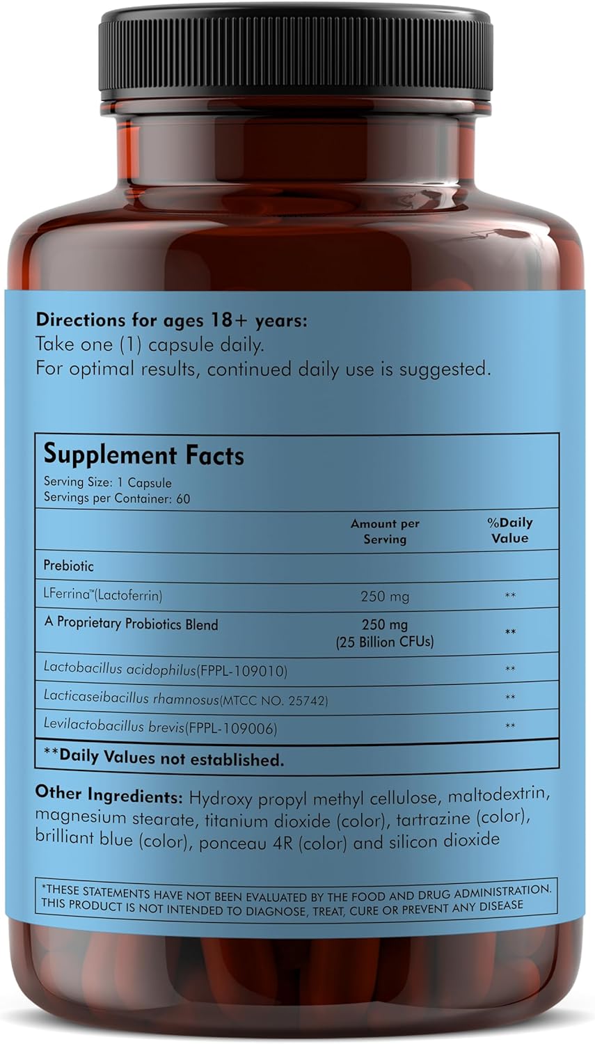 Lactoferrin Supplement with Probiotics - Immune System Support for Men & Women - 60 Veg Capsules