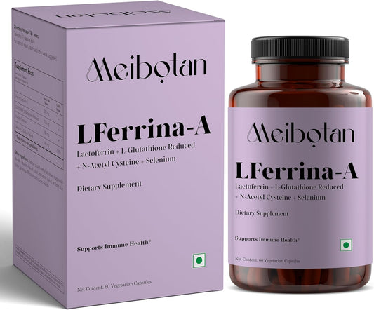 Lactoferrin Supplement with Reduced L-Glutathione for Immunity & Skin Health - 60 Veg Capsules
