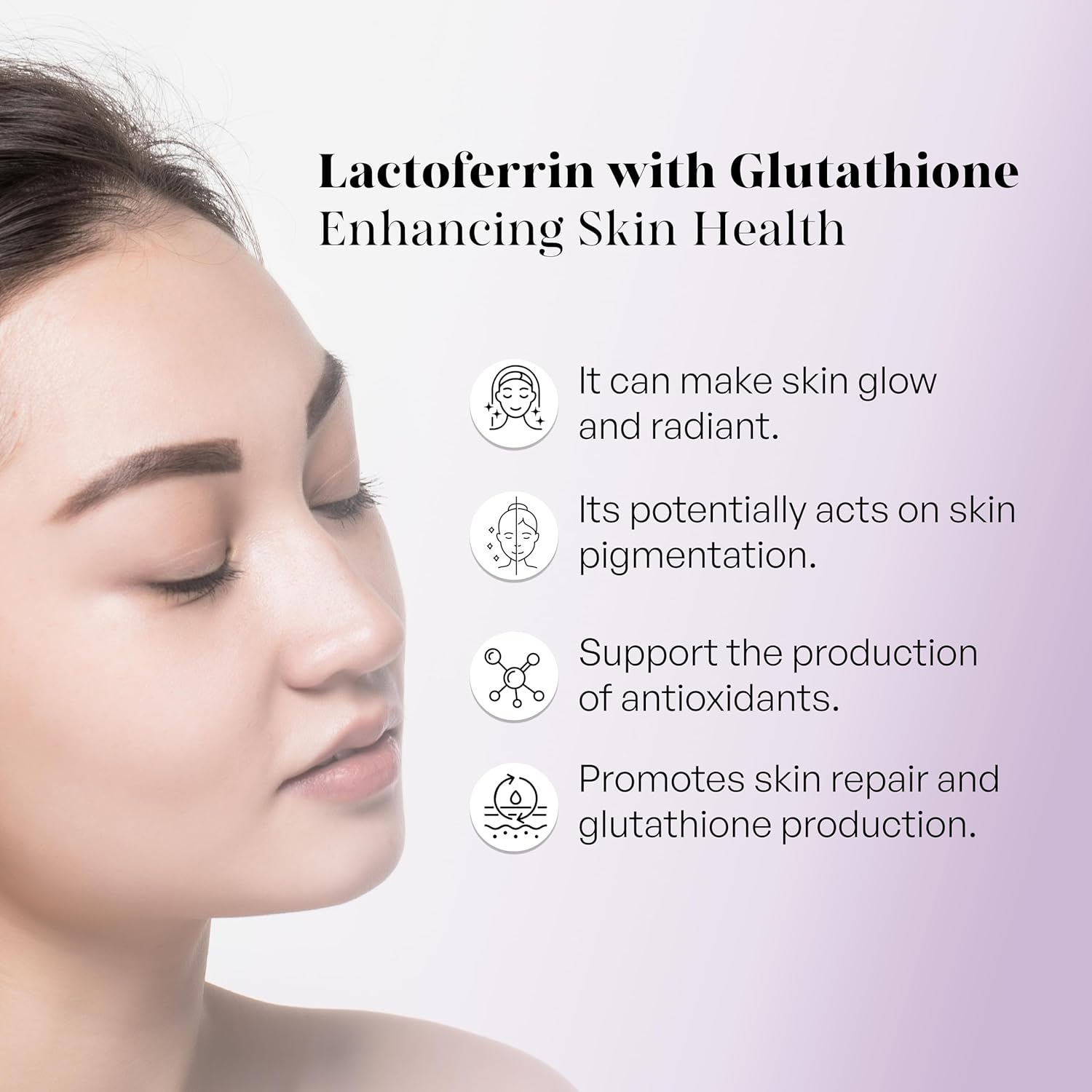 Lactoferrin Supplement with Reduced L-Glutathione for Immunity & Skin Health - 60 Veg Capsules