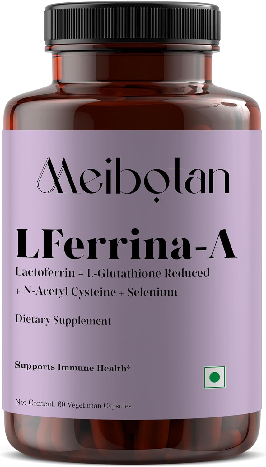 Lactoferrin Supplement with Reduced L-Glutathione for Immunity & Skin Health - 60 Veg Capsules