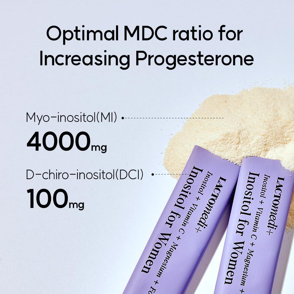 LACTOMEDI Inositol for Women | Hormone Balance & Fertility Support | Boost Progesterone | 4000mg Myo-Inositol 100mg D-Chiro-Inositol | 30 Day Supply