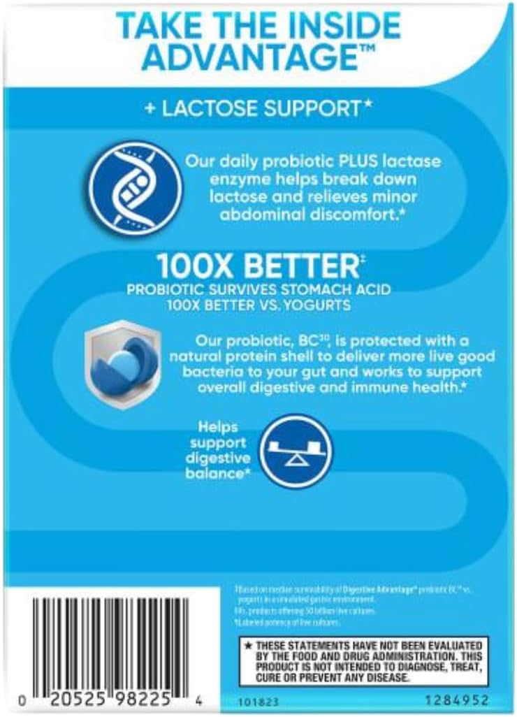Lactose Defense Enzymes and Probiotics for Digestive Health - 96 Count Capsules (3 Pack) for Men and Women with Occasional Bloating and Abdominal Discomfort, Immune Support.