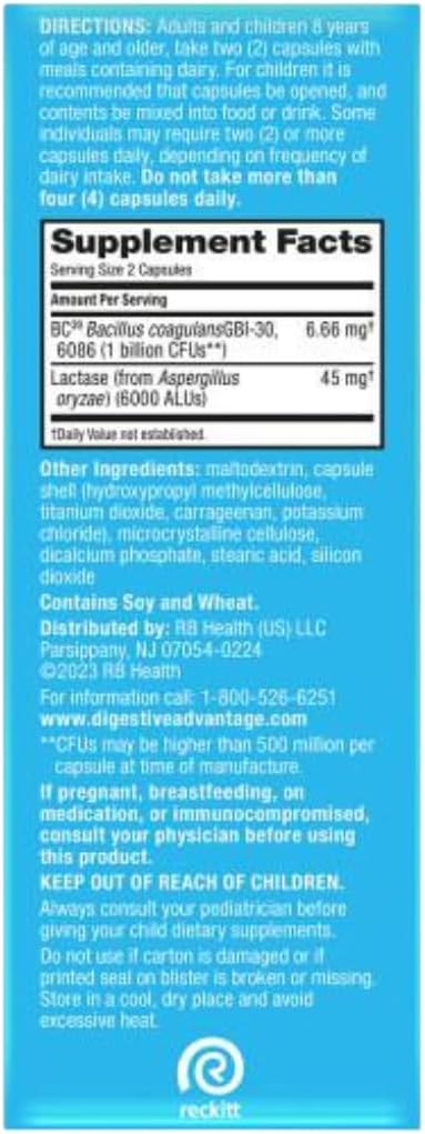 Lactose Defense Enzymes and Probiotics for Digestive Health - 96 Count Capsules (3 Pack) for Men and Women with Occasional Bloating and Abdominal Discomfort, Immune Support.