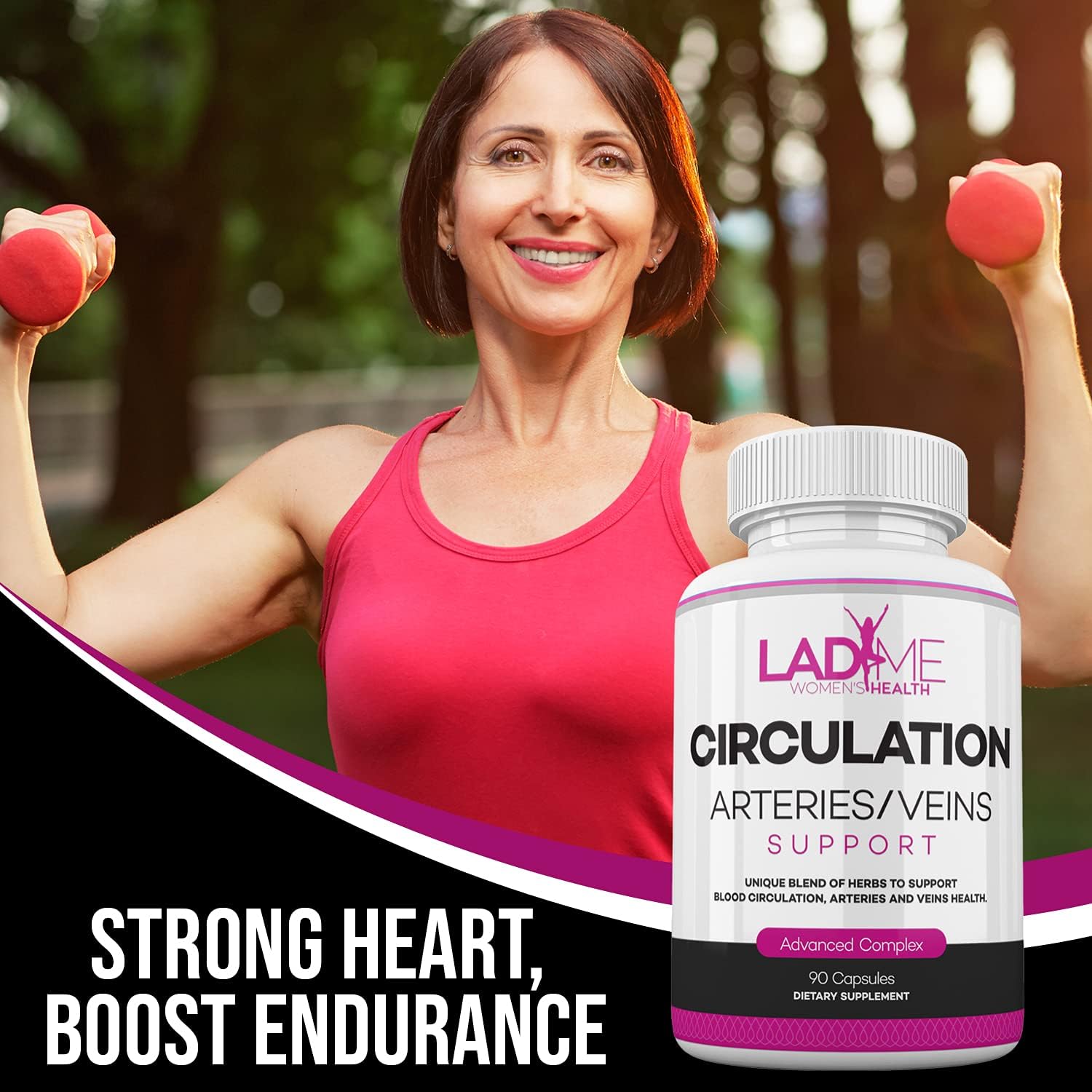 LadyMe Women's Circulation and Vein Support Supplement - Reduce Leg Discomfort & Boost Cardiovascular Health - 90 Capsules for 3 Months