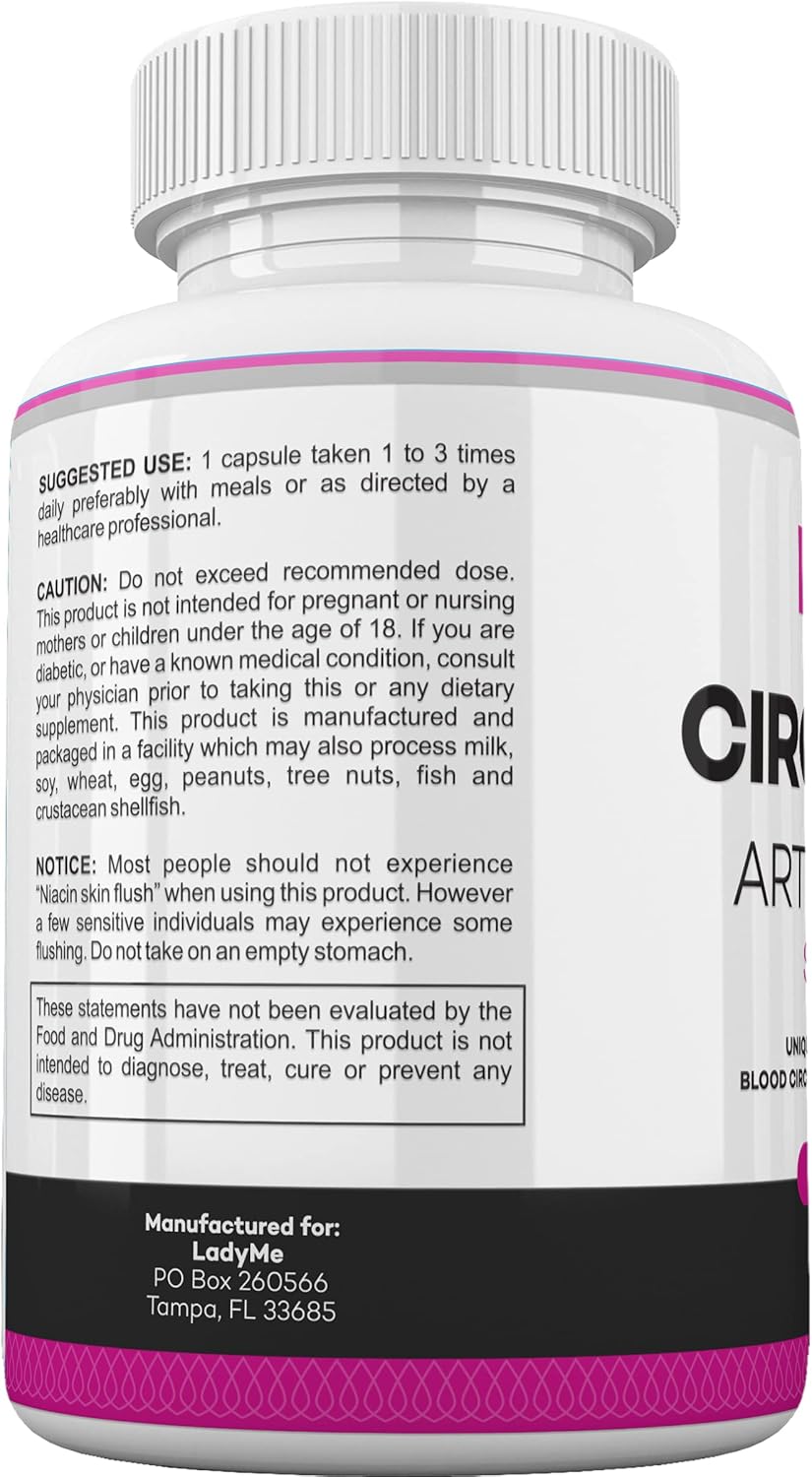 LadyMe Women's Circulation and Vein Support Supplement - Reduce Leg Discomfort & Boost Cardiovascular Health - 90 Capsules for 3 Months