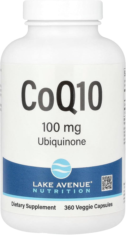 Lake Avenue CoQ10 Nutrition - 100 mg Ubiquinone Supplement for Antioxidant Support - 360 Gluten Free, Non-GMO Veggie Capsules