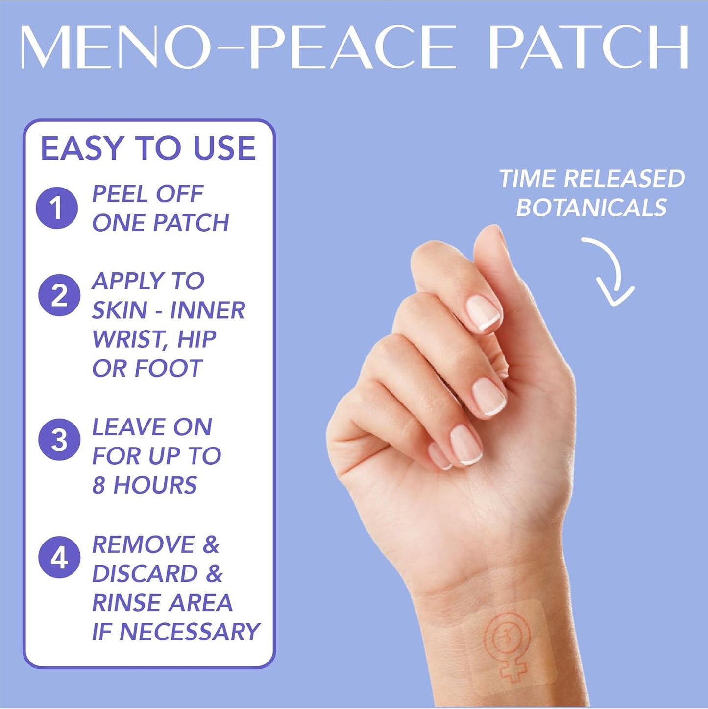 Laki Naturals Meno-Peace Patch (Pack of 15) | Herbal Menopause Support for Women | Mood Balance & Hormonal Relief