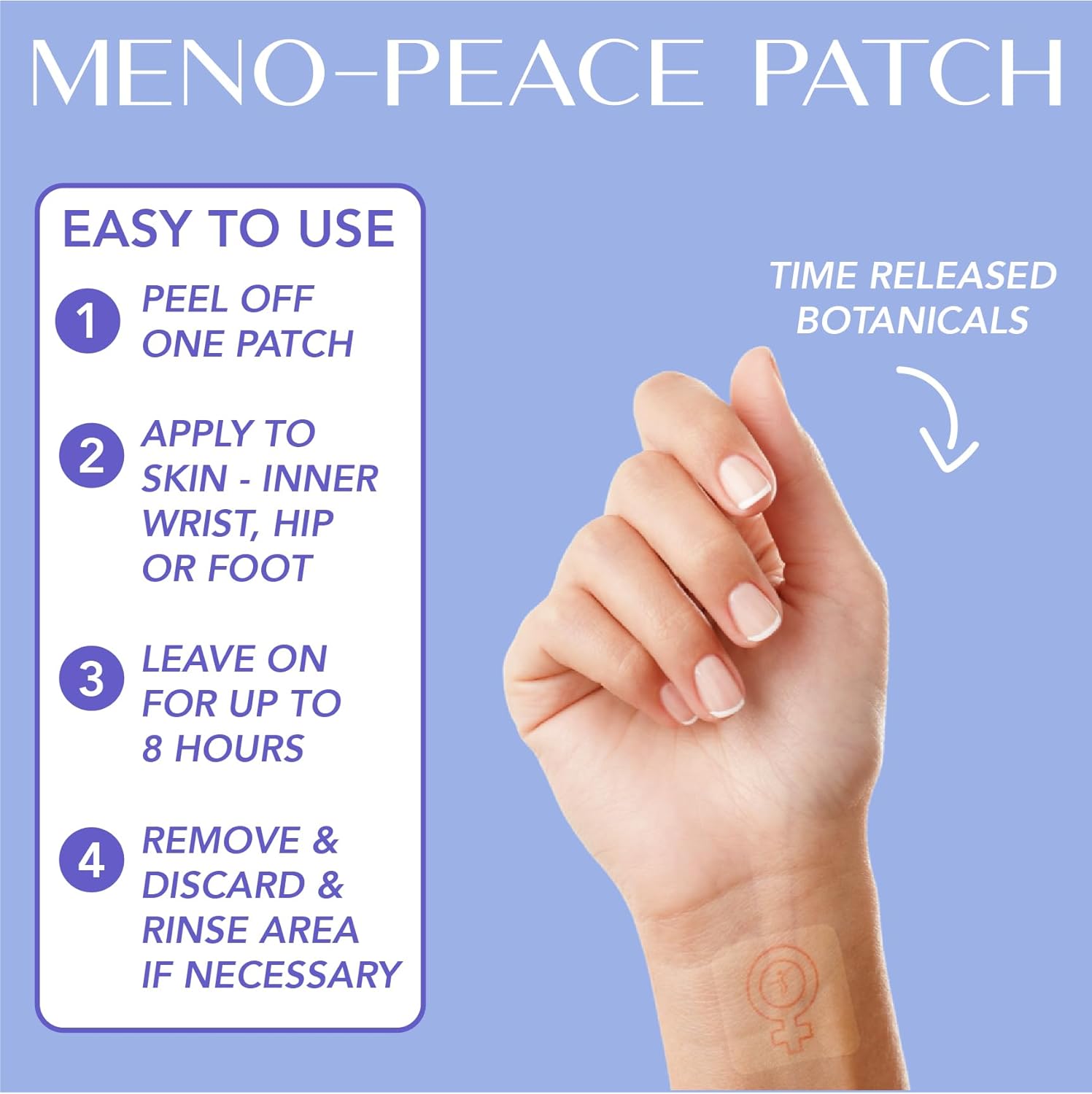Laki Naturals Meno-Peace Patch (Pack of 15) | Herbal Menopause Support for Women | Mood Balance & Hormonal Relief