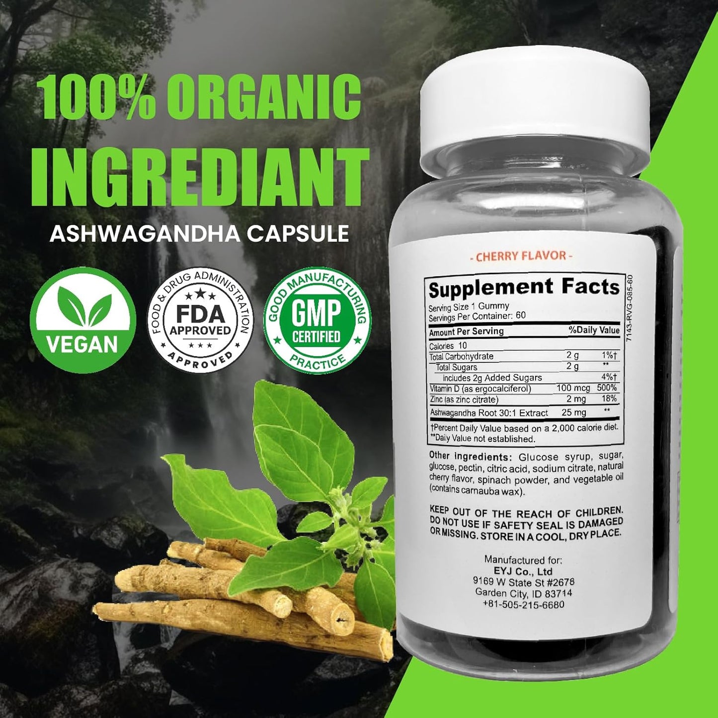 LallaAlpha Ashwagandha Gummies - 750mg - 60 Count - Natural Stress Relief & Energy Support