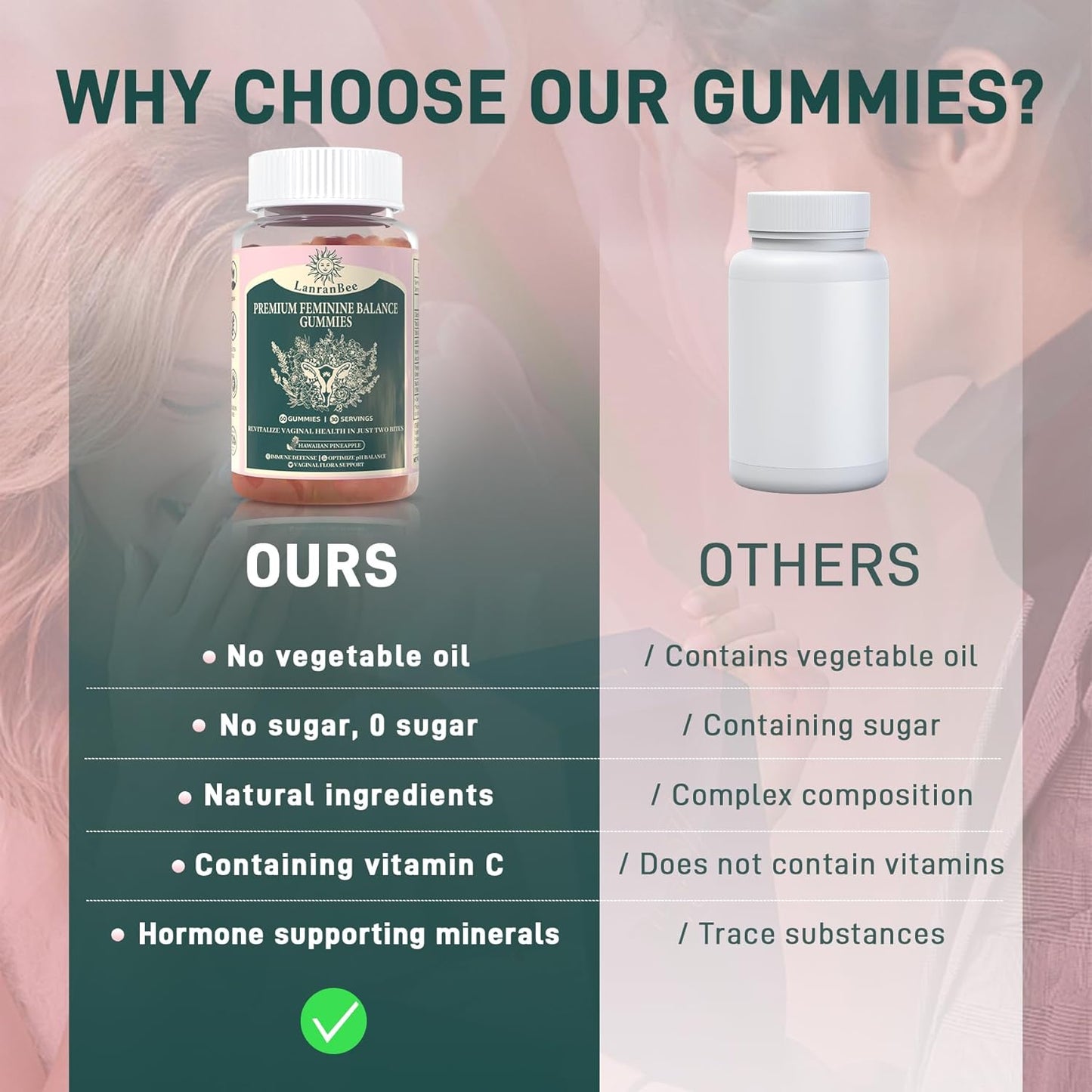 LanranBee Hawaiian Pineapple Women’s Health Gummies - Vegan, Gluten-Free, Halal - Immune Support & Wellness - 60 Gummies