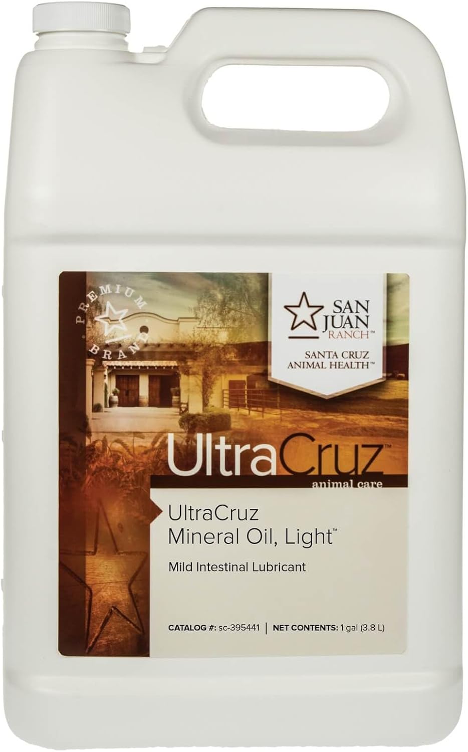 Large 1 Gallon Bottle of UltraCruz Mineral Oil Light Supplement for Horses, Livestock, and Dogs