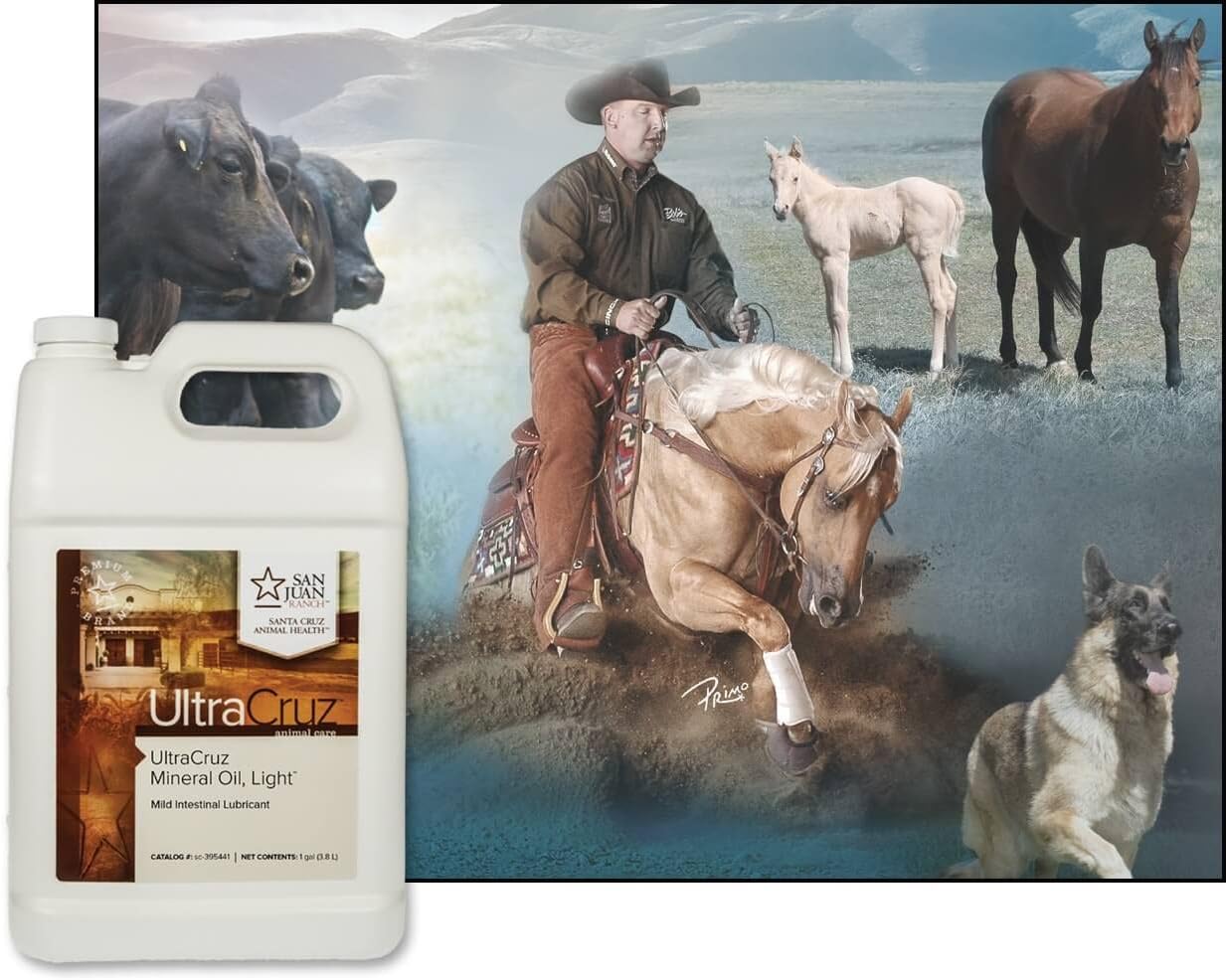 Large 1 Gallon Bottle of UltraCruz Mineral Oil Light Supplement for Horses, Livestock, and Dogs