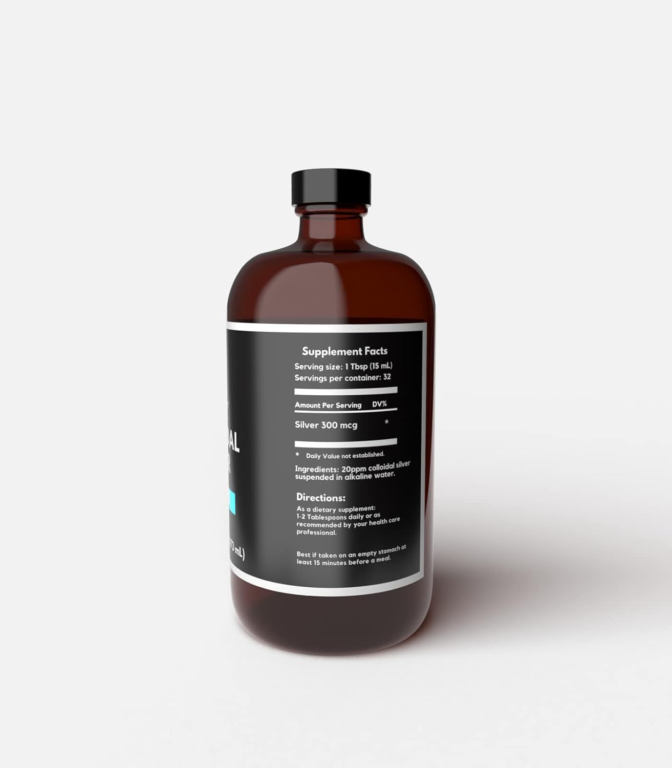 Large 16oz Earth Clinic ® Colloidal Silver 20 PPM in Amber Glass Bottle for Immune Support