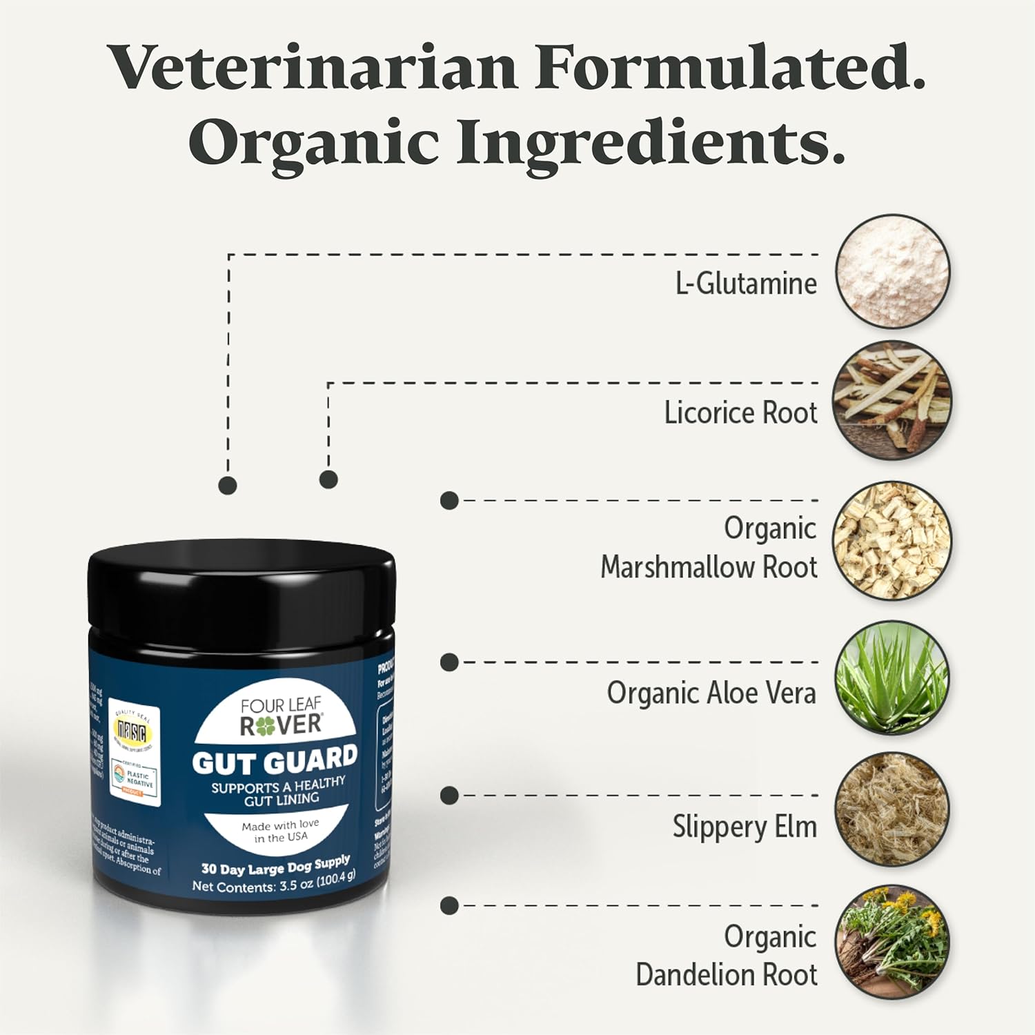 Large Dog Gut Health and Immune Support Supplement - Probiotics, Prebiotics, Organic Herbs - Veterinarian Formulated - 30 Day Supply