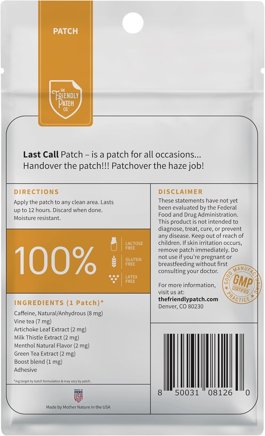 Late Night Out Wellness Patch - Plant Powered Wearable Patches with Vine Tea, Caffeine, Milk Thistle, Artichoke Leaf Extract - 8 Pack by The Friendly Patch