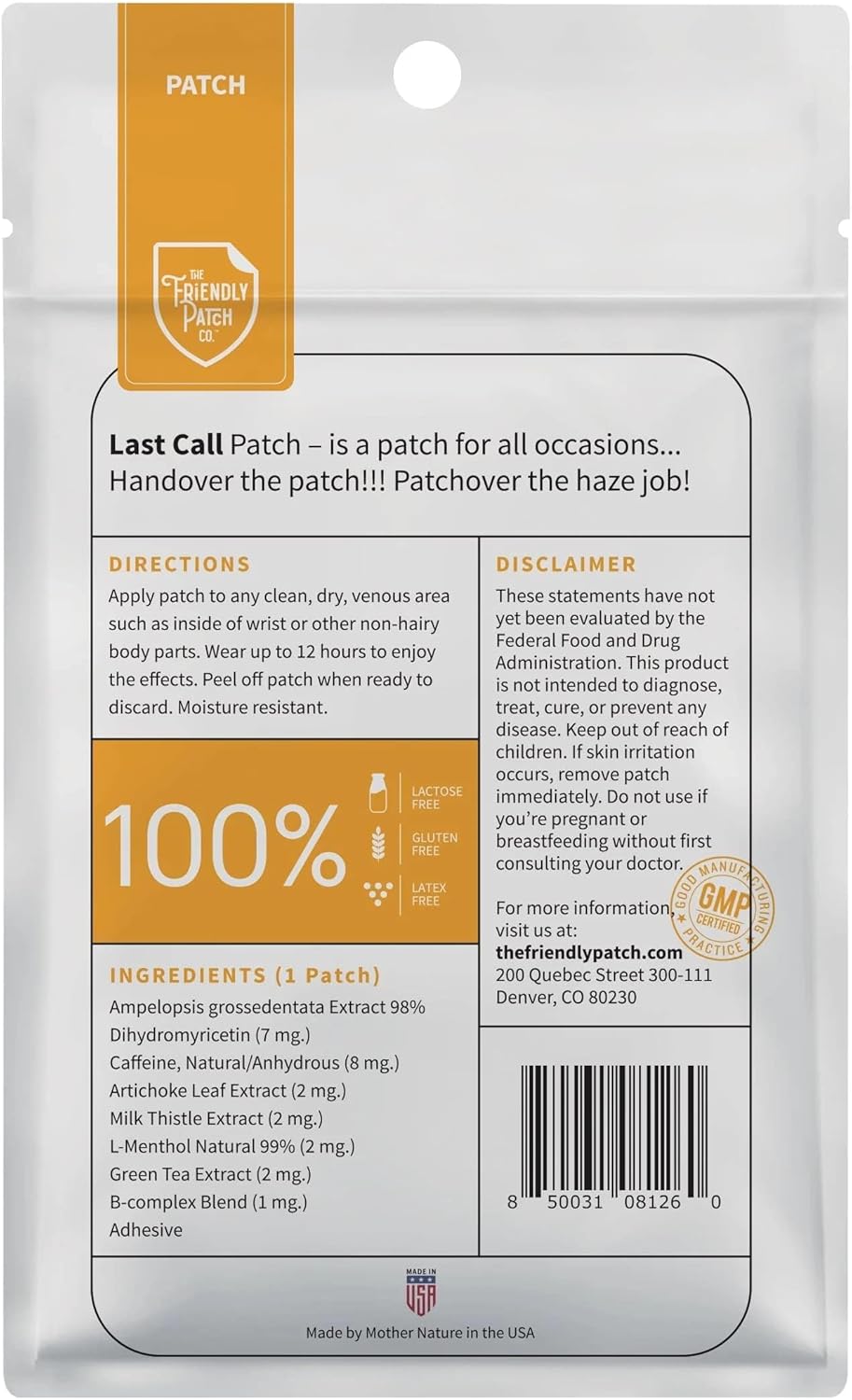 Late Night Out Wellness Patch - Plant Powered Wearable Patches with Vine Tea, Caffeine, Milk Thistle, Artichoke Leaf Extract - 8 Pack by The Friendly Patch