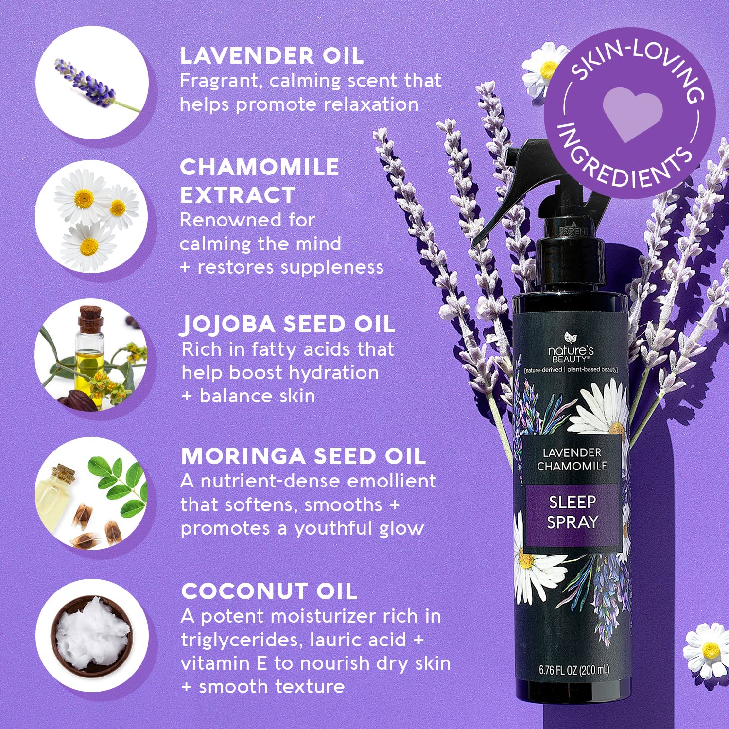 Lavender Chamomile Sleep Spray Multi-Pack - Relaxing Room and Pillow Mist with Coconut, Jojoba, and Moringa Seed Oils - 6.76 fl oz (2 Pack)