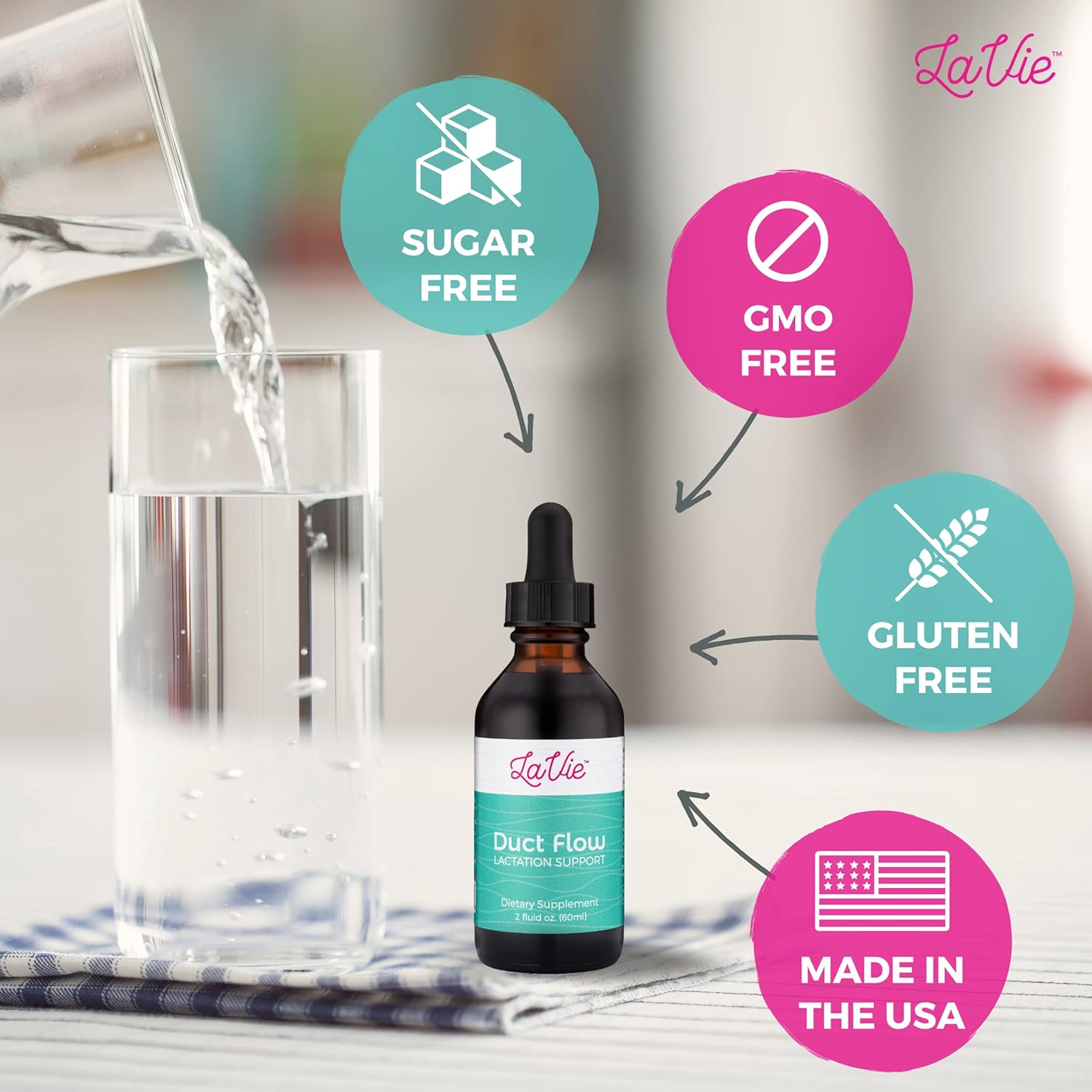 LaVie Duct Flow Lactation Support - Herbal Supplement for Clogged Milk Duct Relief and Breast Engorgement (2 Fl. Oz)