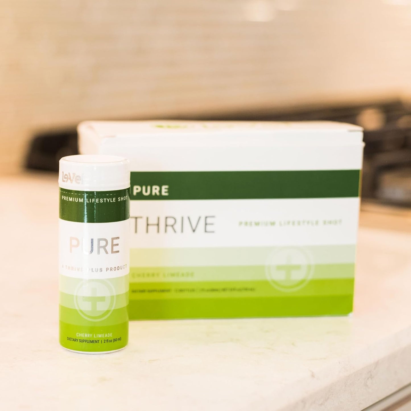 Le-Vel THRIVE Cherry Limeade Energy Shot - 12 Pack, 2 fl oz Each - Sugar-Free, Zero-Calorie Natural Energy Booster with B Vitamins - Healthy Caffeine Supplement