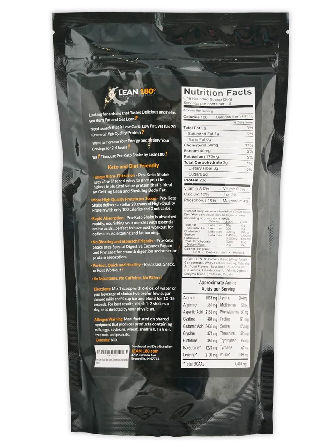 Lean 180 Pro Keto Shake - Vanilla Flavor - Top Choice for Keto Diet Weight Loss - Low Carb & Low Sugar Protein Shake