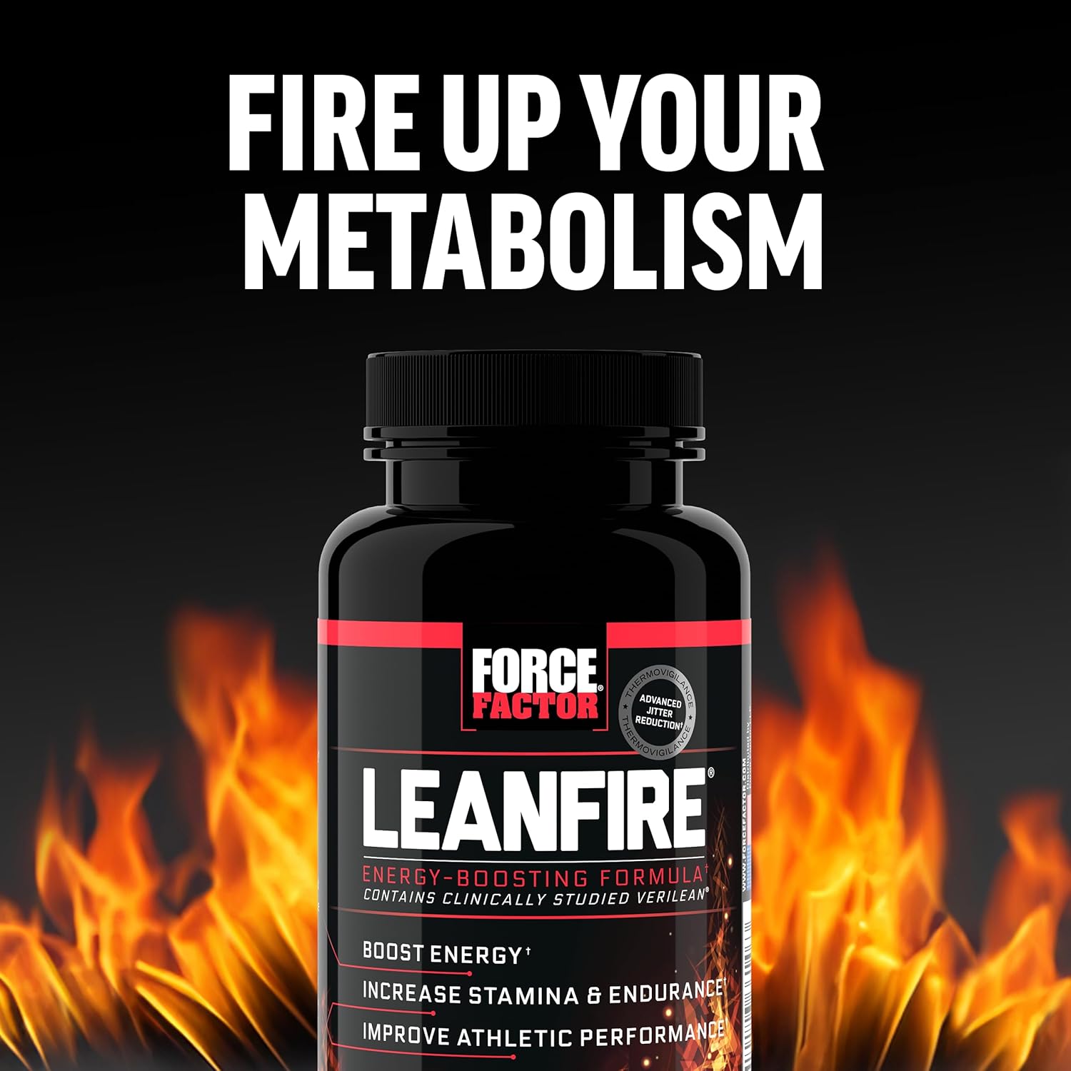 LeanFire Pre Workout Energy Pills - Boost Energy, Build Muscle - Green Tea Extract, Caffeine - 60 Count, Black