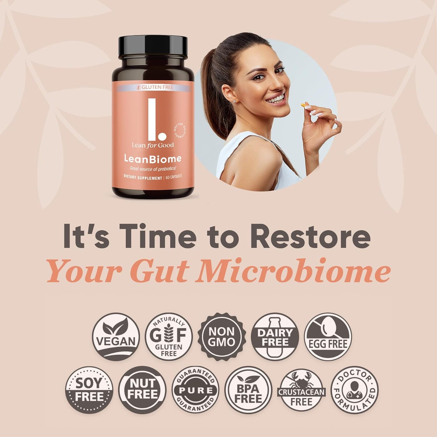 LEANFORGOOD LeanBiome Probiotic Formula with 9 Strains & Greenselect Phytosome - 360 Capsules