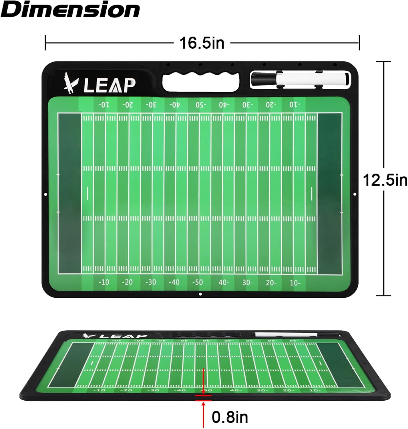 LEAP Coach Board Premium Tactical Clipboard with Full & Half Court Dry Erase Marker - Ideal for Basketball, Baseball, Soccer, Football, Hockey