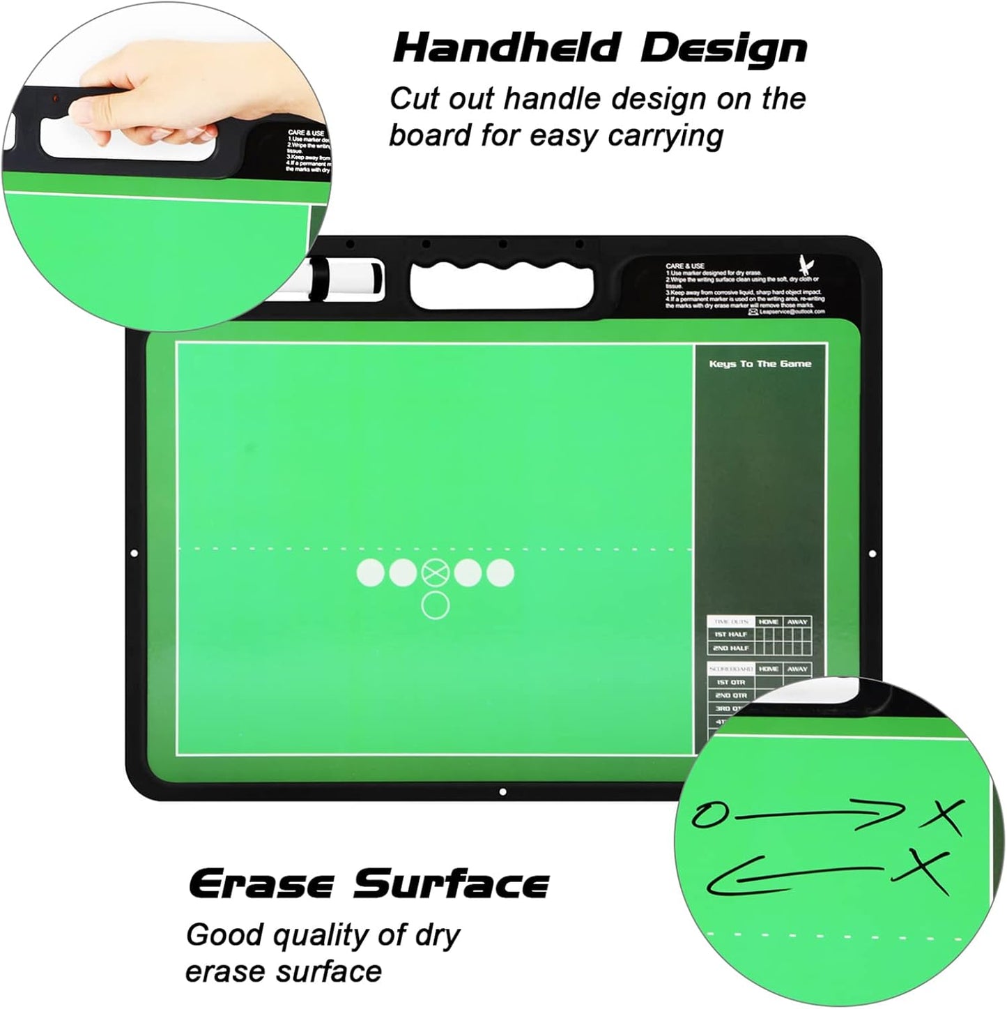 LEAP Coach Board Premium Tactical Clipboard with Full & Half Court Dry Erase Marker - Ideal for Basketball, Baseball, Soccer, Football, Hockey