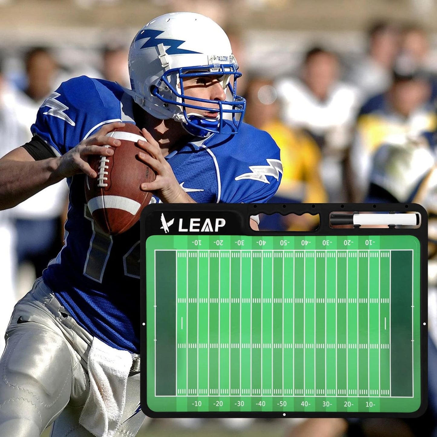 LEAP Coach Board Premium Tactical Clipboard with Full & Half Court Dry Erase Marker - Ideal for Basketball, Baseball, Soccer, Football, Hockey