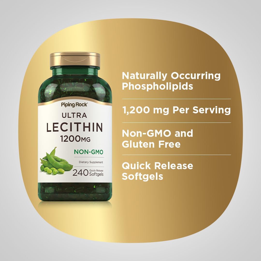 Lecithin 1200mg Softgel Capsules for Men & Women | Non-GMO, Gluten Free | 240 Count