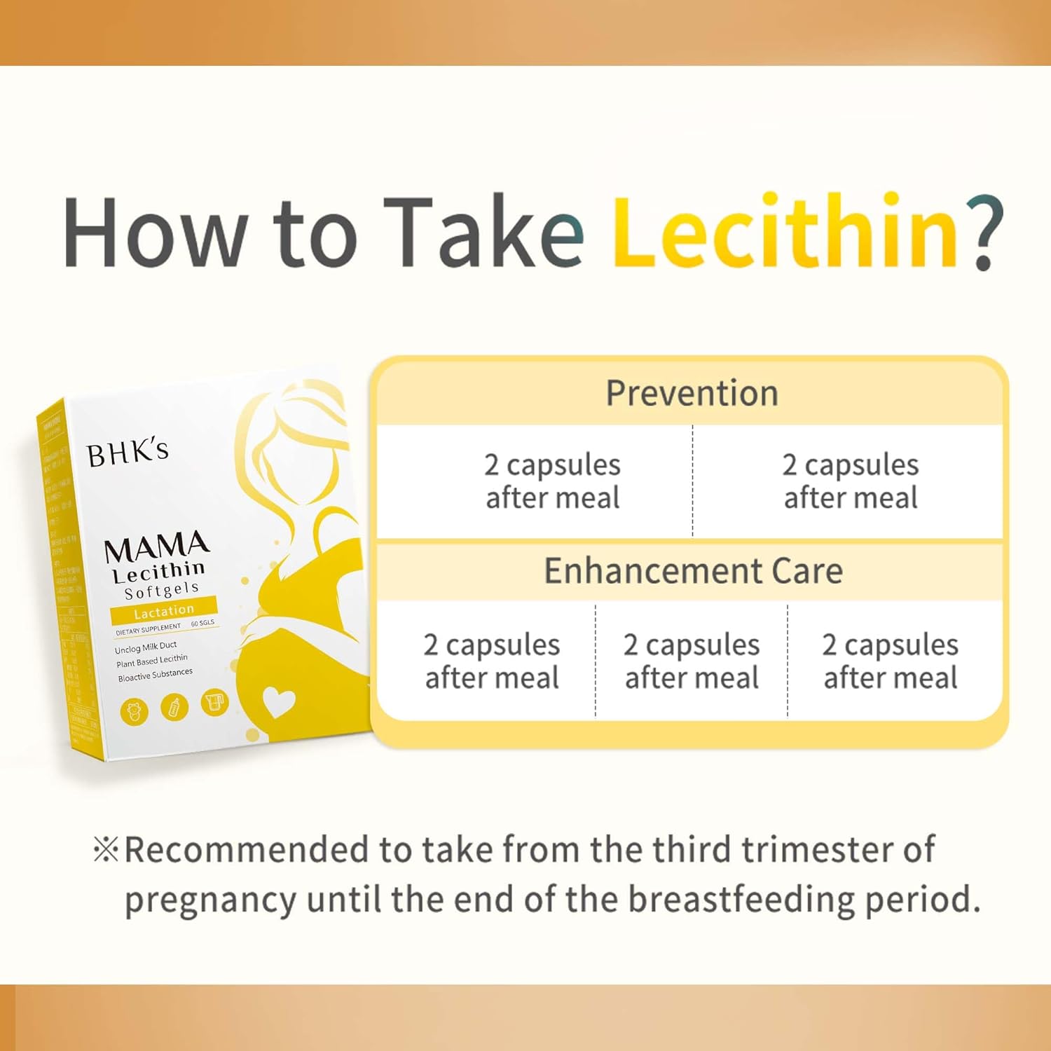 Lecithin Softgels for Nursing Mothers, Support Healthy Breastfeeding, Pregnancy Supplement, Prevent Clogged Ducts, 60 Softgels