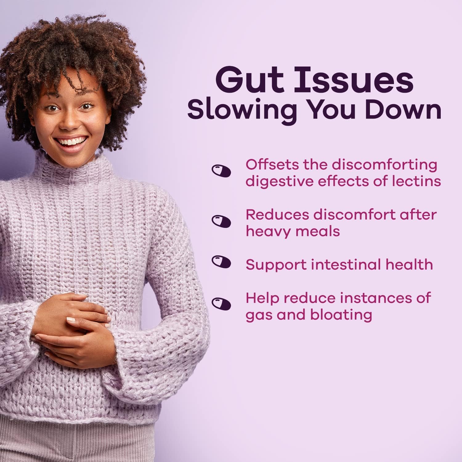 Lectin Defense Supplement with MSM and Digestive Enzymes for Intestinal Health - Non-GMO, Gluten Free - 60 Capsules